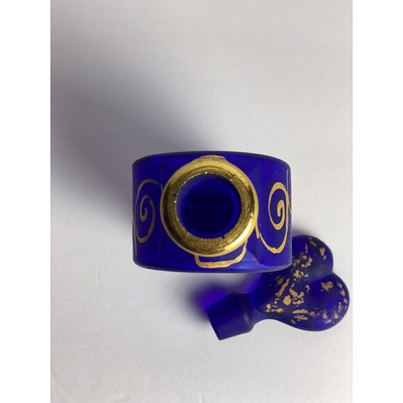 Vintage Royal Blue 24 Carat Gold Perfume Bottle Swirl Hand Painted Made In Italy - Picture 5 of 9